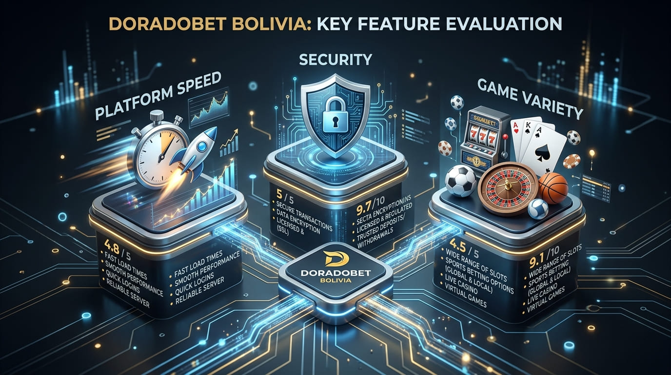 Evaluación visual de velocidad, seguridad y variedad de juegos en Doradobet Bolivia